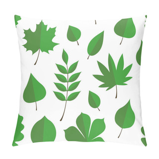 Personality  Seamless Pattern With Green Autumn Leaves. Flat Style. Isolated On White Background Pillow Covers