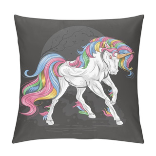 Personality  Colorful Unicorn Full Color Rainbow. Vector Illustration Pillow Covers