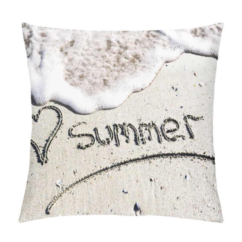 Personality  I Love Summer Concept Written On The Tide Washed Beach  Pillow Covers