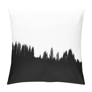 Personality  Silhouette Of Tree,and Trees Bush With Bare Branches. Winter Scenery Trees Afar Landscape And Black Space For Text, Isolated  Pillow Covers
