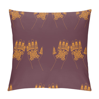 Personality  Hands With Indian Mehendi Henna Pillow Covers