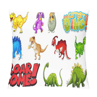 Personality  Font Design And Many Dinosaurs Illustration Pillow Covers