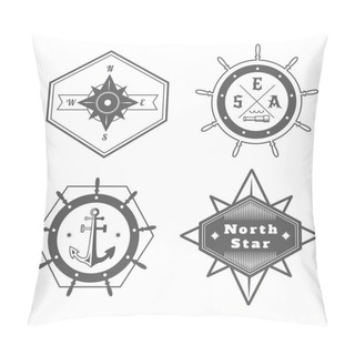 Personality  Set Of Vintage Nautical Labels, Icons And Design Elements Pillow Covers