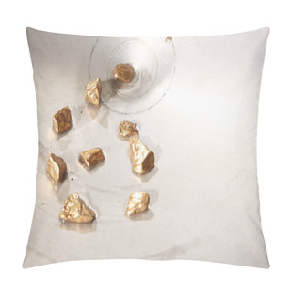 Personality  Golden Nuggets In Aluminum Pan Found In Creek Sand Pillow Covers