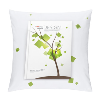 Personality  Abstract Composition, Elegant Tree Branch, Square Green Leaf, Spring Leaves Fly, Business Card, Info Brochure Title Sheet, Plant Print, Font Texture, Seasonal Sale Discount Event, Fancy Flier, EPS 10 Pillow Covers