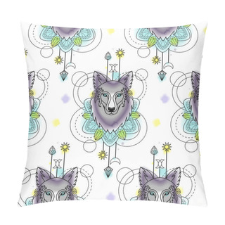 Personality  Abstract Wolf Watercolor Seamless Pattern Pillow Covers