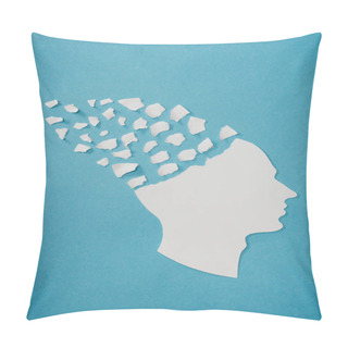 Personality  Brain Disease Symbol Presented As Head Isolated On Blue  Pillow Covers