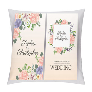 Personality  Wedding Invitation With Squares Floral Frames Pillow Covers