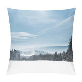 Personality  Landscape With Snowy White Carpathian Mountains And Trees In Winter Pillow Covers