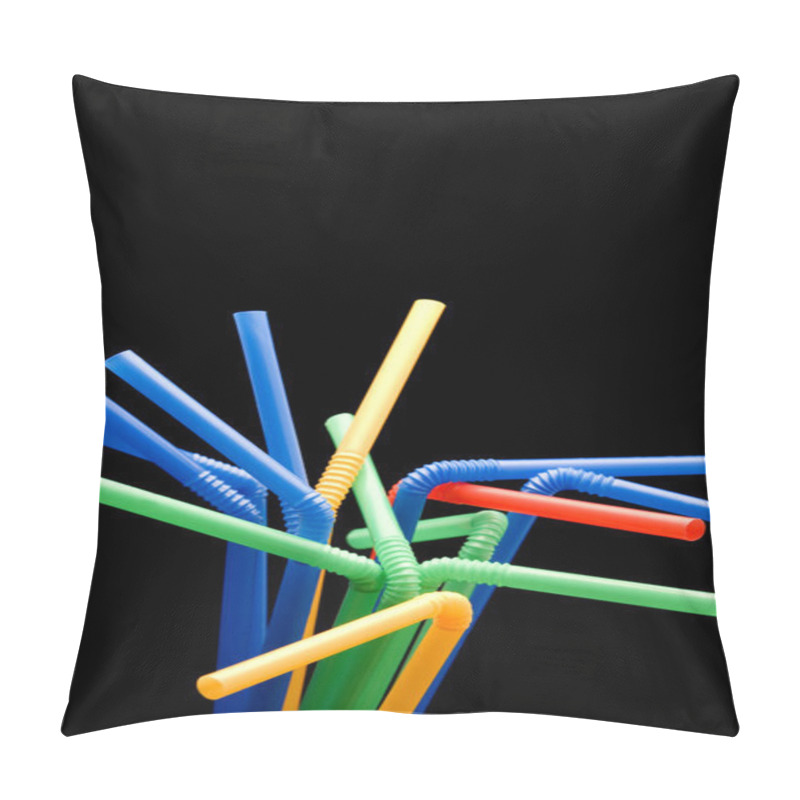 Personality  Drinking Straw On Black Pillow Covers