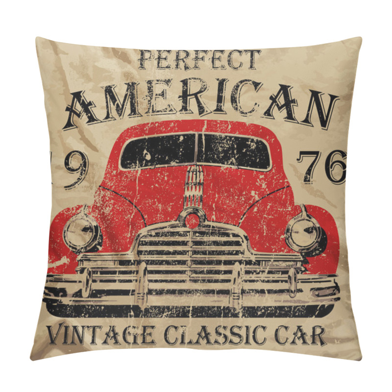 Personality  Old American Car Vintage Classic Retro man T shirt Graphic Design pillow covers