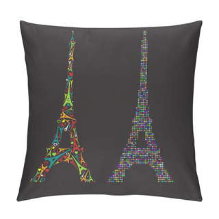 Personality  Full Color Eiffel Tower Consisting Of A Small Multi-colored Eiff Pillow Covers