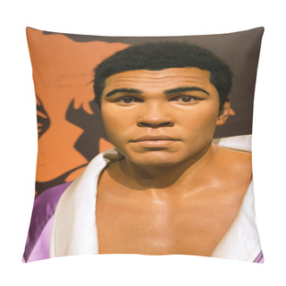 Personality  London, United Kingdom - May 25, 2016: Portrait Of Mohammed Ali, Born Cassius Clay, At Madame Tussaud Pillow Covers