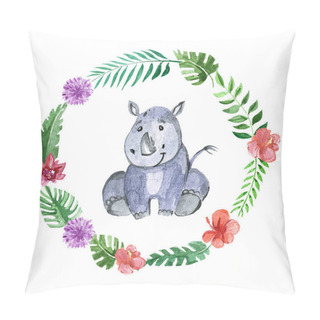 Personality  Cute Baby Rhino Animal For Kindergarten, Nursery, Children Clothing, Pattern Pillow Covers