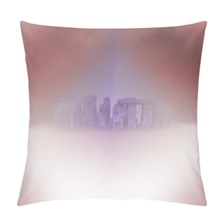 Personality  Surreal Landscape. Stonehenge In The Fog. 3D Rendering Pillow Covers