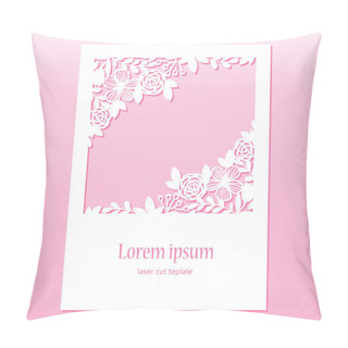 Personality  Lace Greeting Card With Flowers. Laser Cutting Template. Pillow Covers