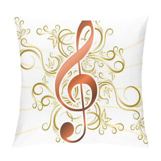 Personality  Abstract Musical Background With Treble Clef. Pillow Covers