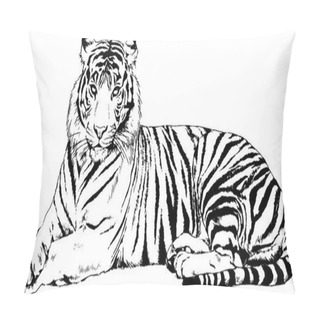 Personality  Big Tiger Painted With Ink By Hand On A White Background Logo Predator Pillow Covers