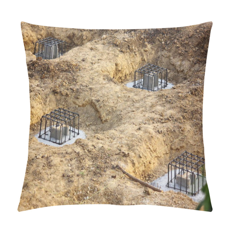 Personality  The Piling Hole With Steel Structure For Making Reinforced Cement  For New Building. Pillow Covers