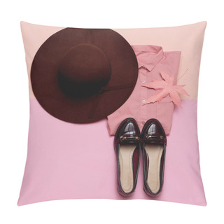 Personality  Fashionable Outfit For Lady Shoes And Hat City Fashion Pillow Covers