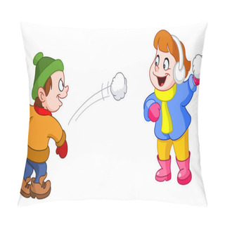 Personality  Kids Playing With Snow Pillow Covers