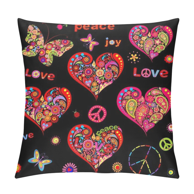 Personality  Collection of hippie hearts pillow covers