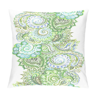 Personality  Repeating Decorative Spring Strip With Green Swirly-paisley Pillow Covers