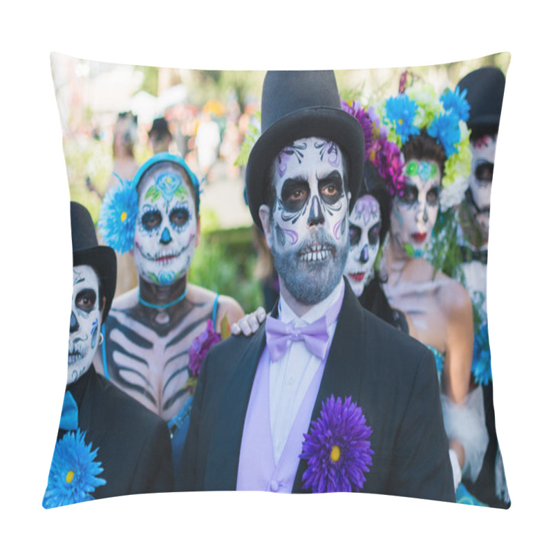Personality  Unknown people at the 15th annual Day of  the Dead Festival pillow covers