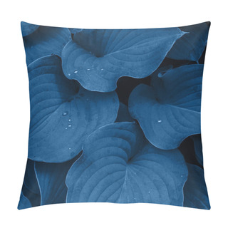 Personality  Adorable Green Leaves In Classic Blue Color Pillow Covers