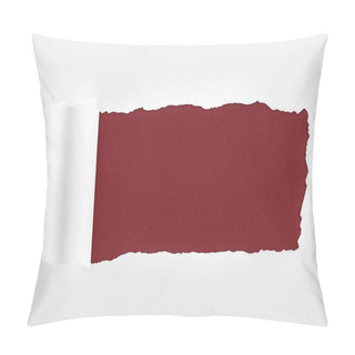 Personality  Ragged Textured Paper With Rolled Edge On Burgundy Background  Pillow Covers