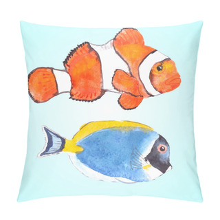 Personality  Clown Fish And Powder Tang Pillow Covers
