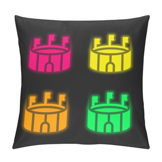 Personality  Arena Four Color Glowing Neon Vector Icon Pillow Covers