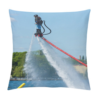 Personality  Demonstration Performance At Flyboard. 2nd Berlin Water Sports Festival In Gruenau. Pillow Covers