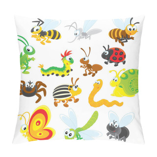 Personality  Cute Happy Insects. Pillow Covers