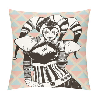 Personality  A Girl In Costume Jester Pillow Covers