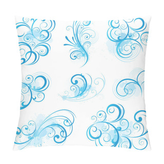 Personality  Blue Decorative Swirling Flourishes Pillow Covers