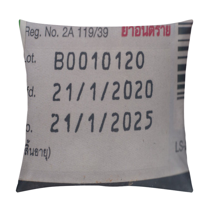 Personality  label expiration of medicine on bottle pillow covers