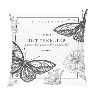 Personality  Card With Butterflies And Flowers. Pillow Covers