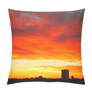 Personality  Bright Red, Yellow, Blue Clouds In Sunrise Sky Pillow Covers