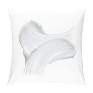 Personality  White Texture And Smear Of Face Cream Or White Acrylic Paint Isolated On White Background Pillow Covers