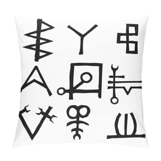 Personality  Set Of Old Norse Scandinavian Runes Imaginary Version. Runic Alp Pillow Covers