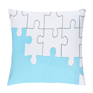Personality  Top View Of White Puzzles Arrangement On Blue Background Pillow Covers