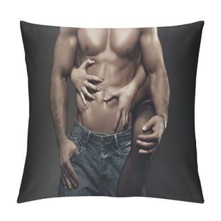 Personality  Sexy Young Couple Body At Night Closeup Pillow Covers