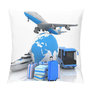 Personality  Types Of Transport Liners With A Globe And Suitcases Pillow Covers