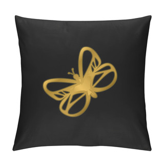 Personality  Beautiful Butterfly Gold Plated Metalic Icon Or Logo Vector Pillow Covers