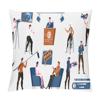 Personality  TV News Icon Set Pillow Covers