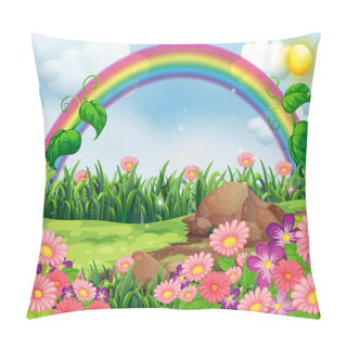 Personality  An Enchanting Garden With A Rainbow Pillow Covers