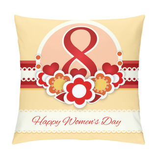 Personality  Womens Day Vector Greeting Card With Flowers Pillow Covers