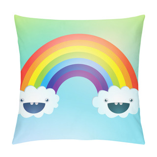Personality  Vector Symbol Of Rainbow And Clouds In The Sky Pillow Covers