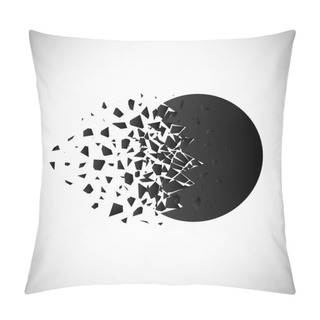 Personality  Vector Of Black Circle Destruction Shapes With Debris Isolated On Vignette Background. Pillow Covers